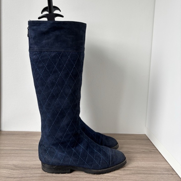 Gianni Versace Boots Suede Blue *VINTAGE* Sz 35 / 5US Women's Authentic❤️ - Picture 6 of 11